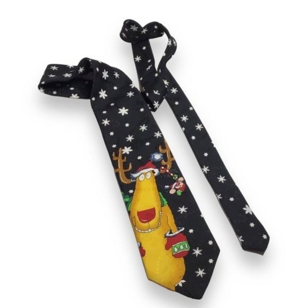 VTG Hallmark Mens Christmas Novelty Necktie, Reindeer and Mouse, 4”x57”